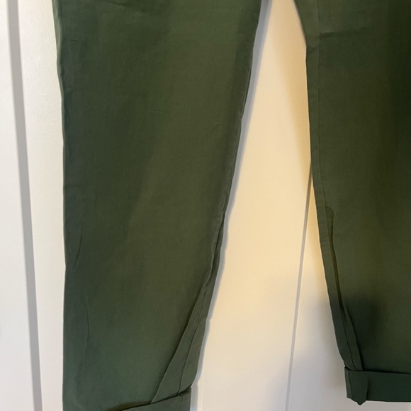 Theory Women's Olive Green Chinos 100% Cotton Size 4 Cuffed Straight Leg Preppy - Picture 2 of 11